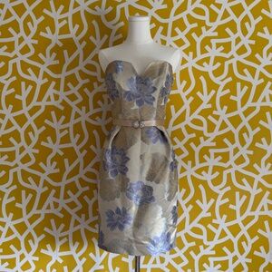 Christian Dior Boutique Strapless Brocade Embroidered Floral Dress Cocktail - SM